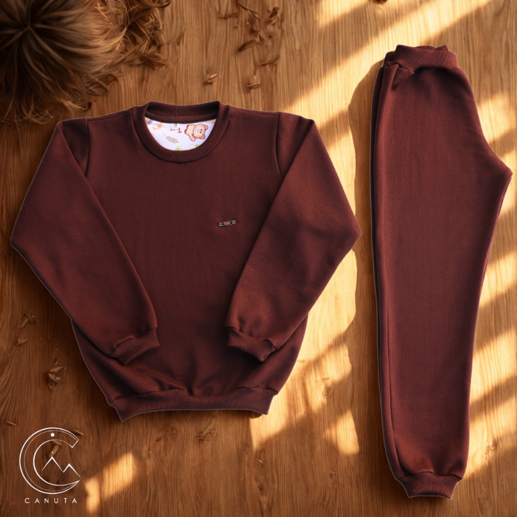 Conjunto Moletom Básico Flanelado Infantil Juvenil 1 ao 16 Macio Moderno Casaco Tendência inverno