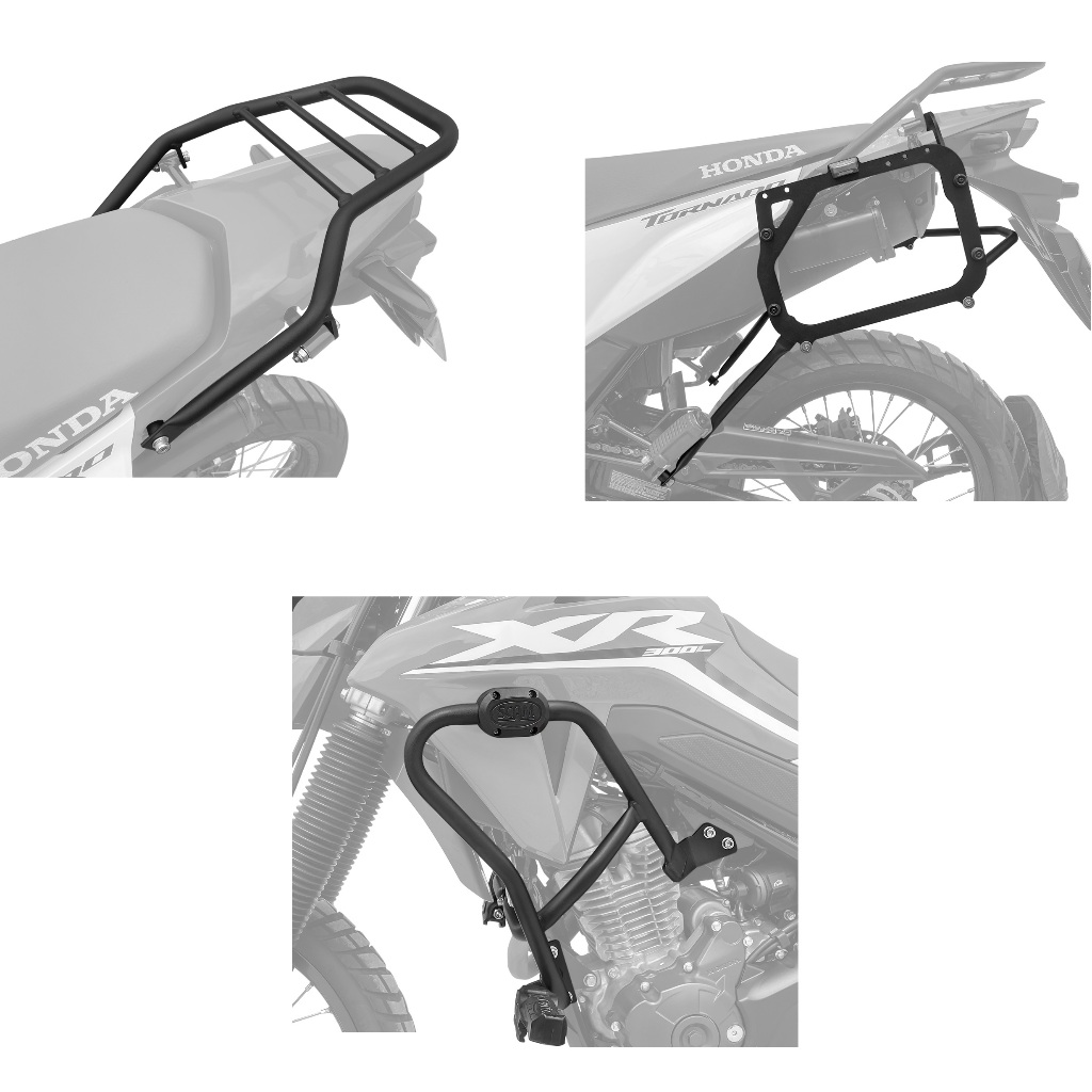 Kit Scam Suporte bau traseiro + lateral monokey + protetor motor carenagem Honda Tornado 300 2025 2026