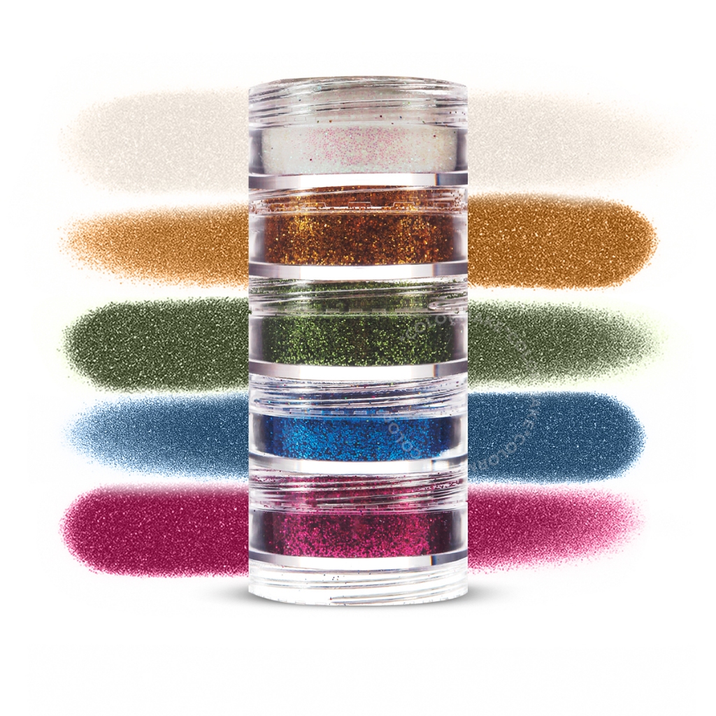 Glitter Facial em Pó 5 Cores Colormake Maquiagem Artística Carnaval Halloween Cosplay Brilho Intenso