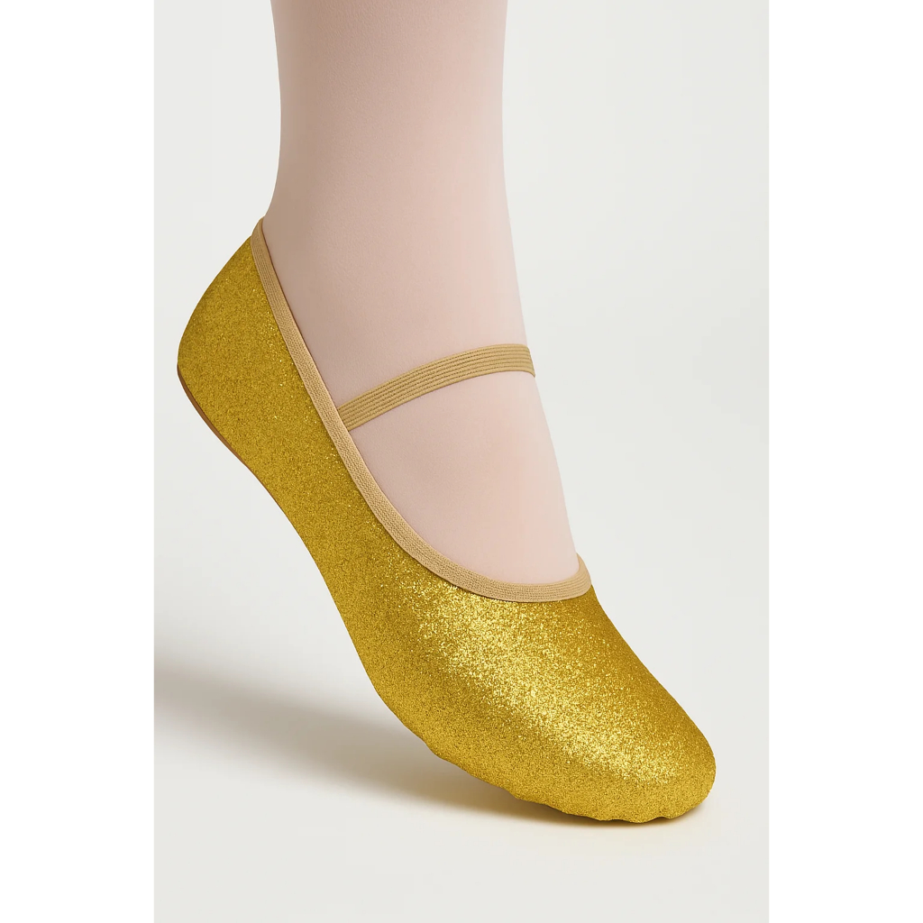 Sapatilha de Ballet Meia Ponta Dourada com Glitter - Só Dança F22/D