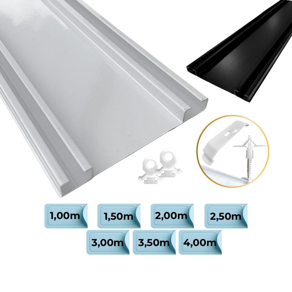 Trilho Suiço Duplo Alongado Largo Max Cortina Teto/ Cortineiro - Tamanhos Variados em Oferta na Shopee