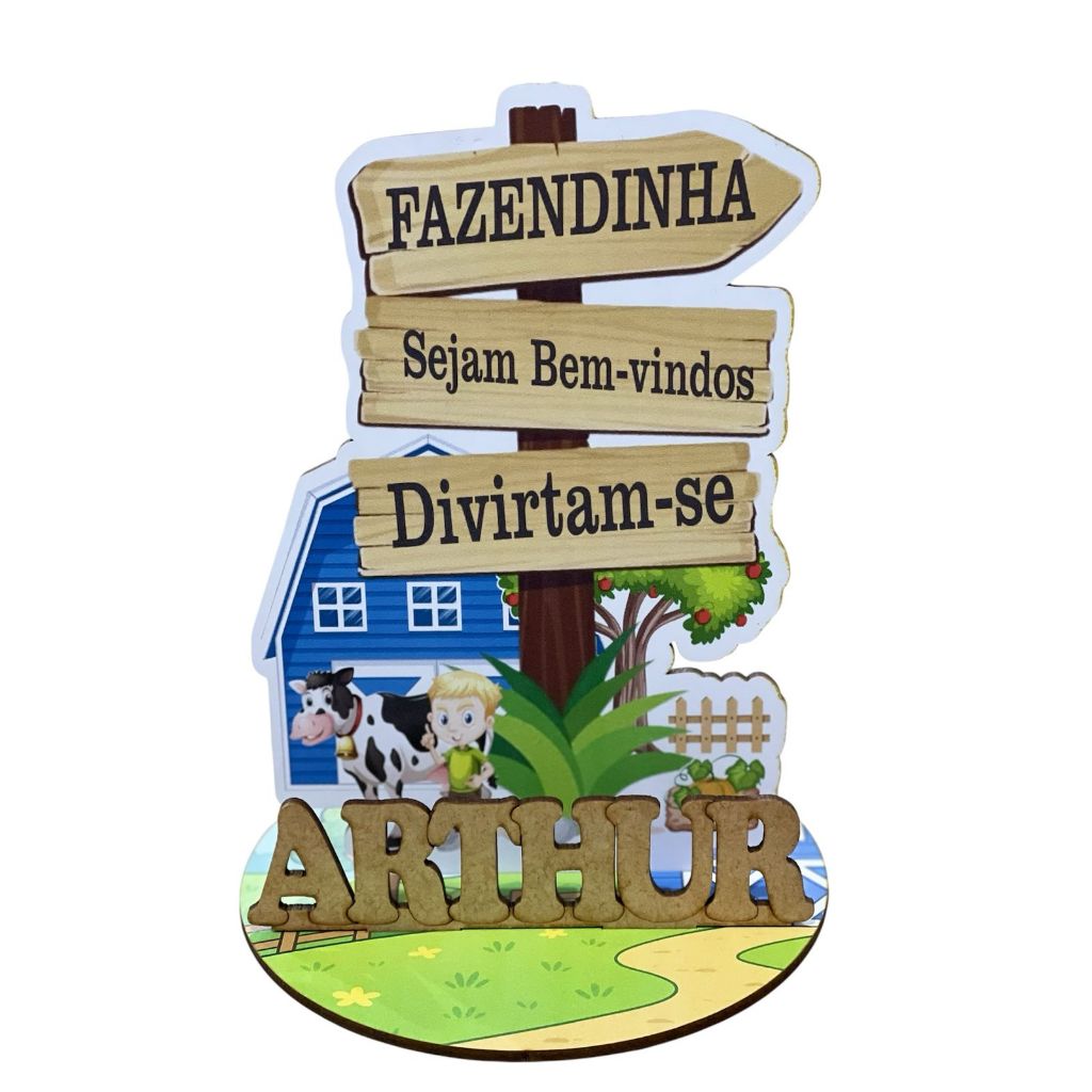 Centro de Mesa placa Fazendinha Personalizado Kit 12 peças Lembrancinha Perfeita para Festa Infantil