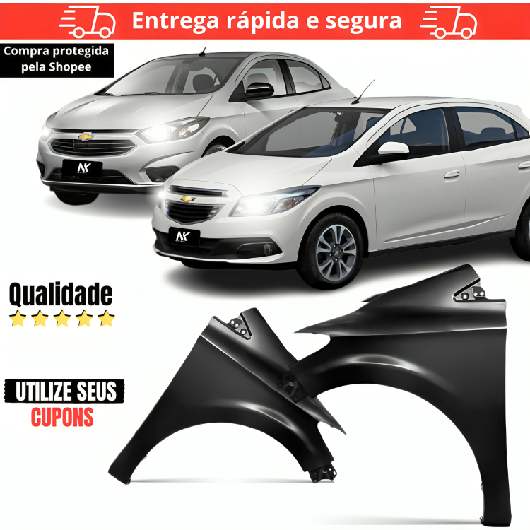 Par/Un Paralama Dianteiro Onix Prisma 2012 2013 2015 2016 2017 2018 2019 Lameiro Curvao