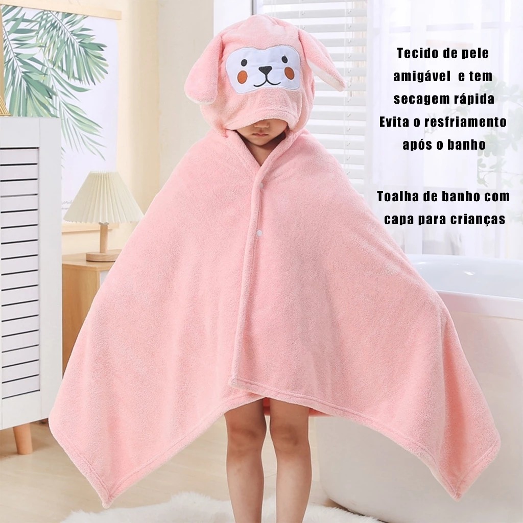 Toalha Banho Infantil  NOVO MODELO AVELUDADA MAIS GROSSA de BOTÕES e MAIOR com Capuz Orelhinhas Algodão Macio Ref: YB007 em Oferta na Shopee