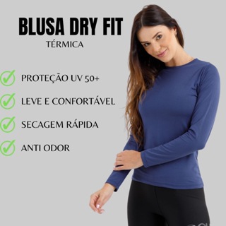 Camiseta Manga Longa Blusa Térmica Feminina Proteção Uv Comprida em Oferta na Shopee