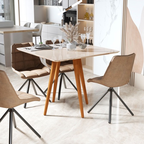 Mesa de Jantar 90x90 Pés em Madeira Maciça Cozinha Apartamento 4 Lugares em Oferta na Shopee