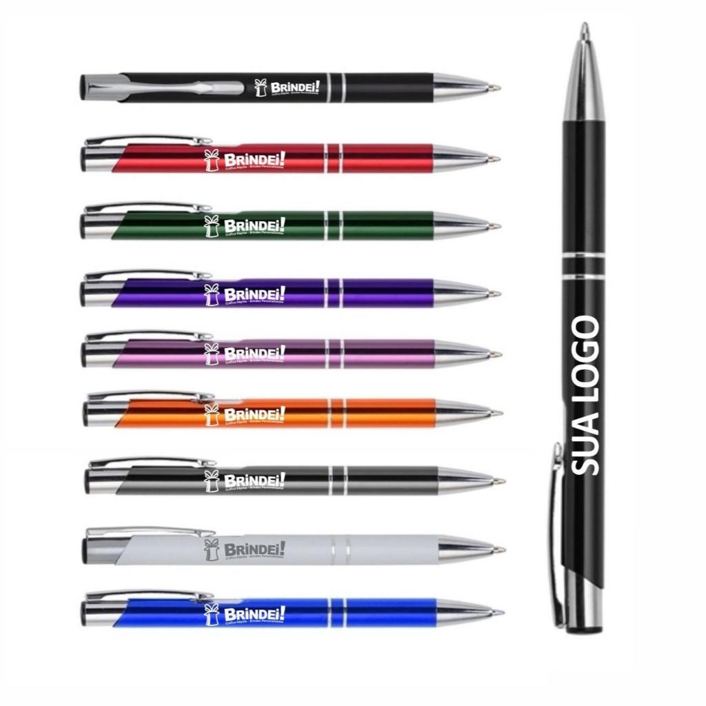 Kit 1/5/10/15 Canetas Premium Metal Personalizadas Laser em Oferta na Shopee