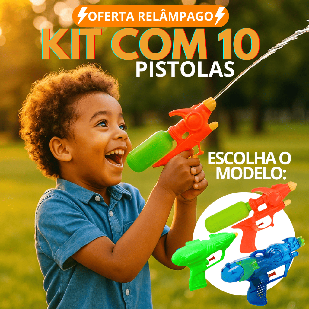 Kit 10 Pistola Arminha de Brinquedo Arma Lança Agua Soft Diversao Garantida
