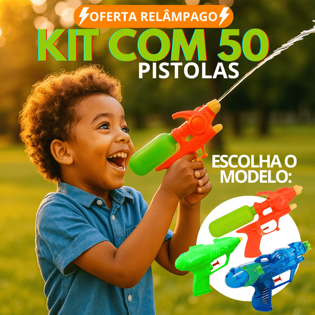 Kit 50 Pistola Arminha de Brinquedo Arma Lança Agua Soft Diversao Garantida