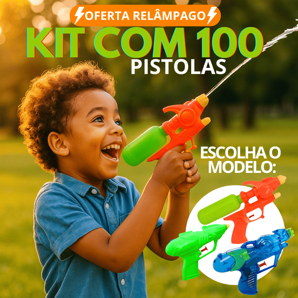 Kit 100 Pistola Lanca Agua Com 5 Jatos Allien Splash Water Shot Fresh Jet Sortida Cor Sortida