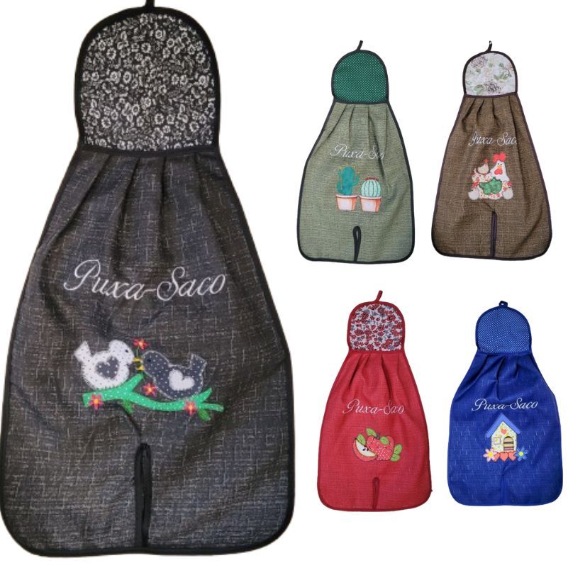 Kit 2 Puxa Saco GRANDE Estampas Variadas Bordado Aplic Cozinha Lavanderia - Envio Rápido em Oferta na Shopee
