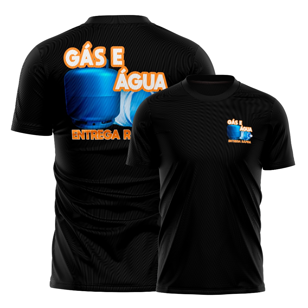 Camiseta Loja de Gás e Água Profissional Uniforme Trabalho Dry Fit Confortável Masculina Qualidade