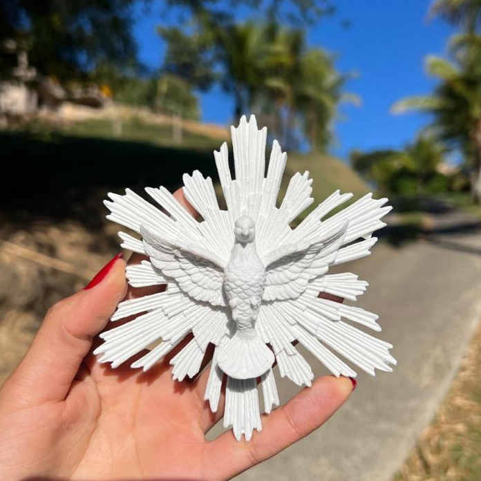 Aplique Divino Espirito Santo Lembrança Batizado em Resina 12x12cm REF882