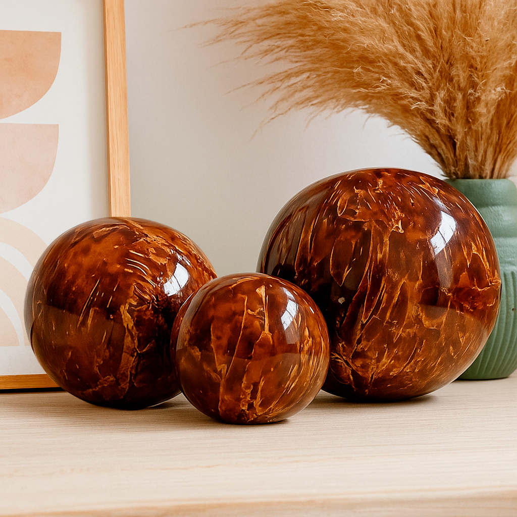 trio de esferas bolas ceramica efeito marmorizado enfeite decoração centro de mesa em Oferta na Shopee