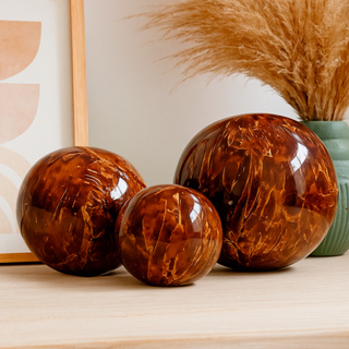trio de esferas bolas ceramica efeito marmorizado enfeite decoração centro de mesa em Oferta na Shopee