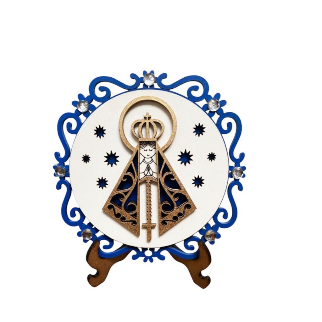 Mandala Quadro Nossa Senhora Aparecida Artesanal em MDF 13x13cm Adorno  Mesa Decorativo Católico
