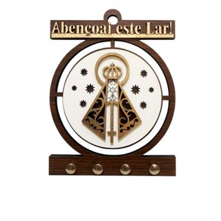 Quadro Porta Chave Nossa Senhora Aparecida MDF Decorativo Religioso com 4 Ganchos Parede Lar em Oferta na Shopee