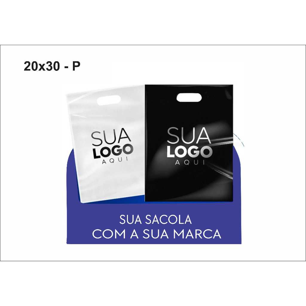 Kit 100 und. Sacolas Plásticas - 20x30 Boca de Palhaço / Alça Vazada - Ideal Lojas de Bijuterias, Roupas.