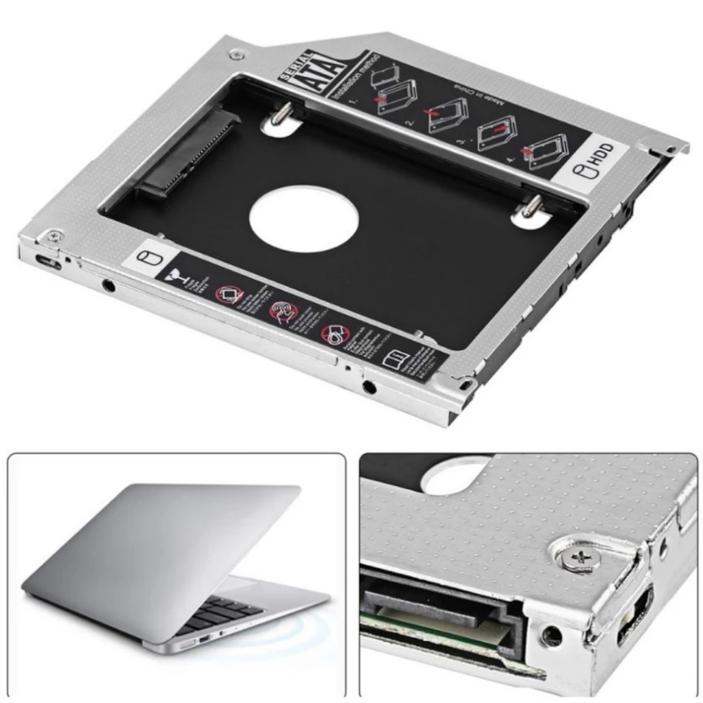 Adaptador Case Caddy 9,5mm 12,7mm para HD SSD 2.5” SATA  Gaveta para Notebook
