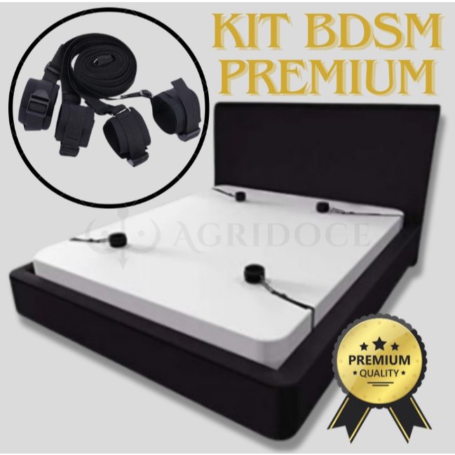 Kit Bondage Deluxe Dominadora Algemas de Luxo Prender na Cama BDSM Erótico Fetiche Sado Casal Fantasia Adulto Sexshop Sx