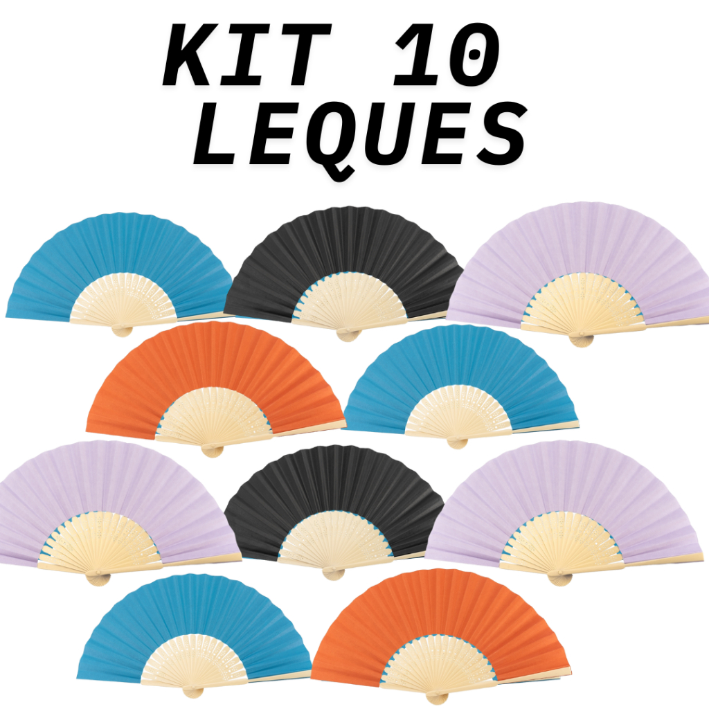 Kit 10 Leques De Papel Bambu Lembrancinha Enfeite Elegante