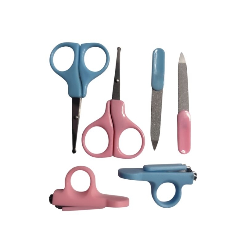 Kit Higiene Bebê com Tesoura, Cortador e Lima de Unha – Cuidados Infantis – Azul Bebê ou Rosa – Recém-Nascido