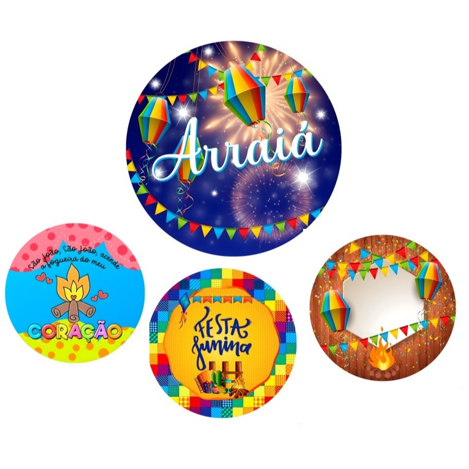 Capa Painel Redondo 50x50cm Arraiá Festa Junina Helanca Estampada Colorida Diversos Modelos Temáticos em Oferta na Shopee