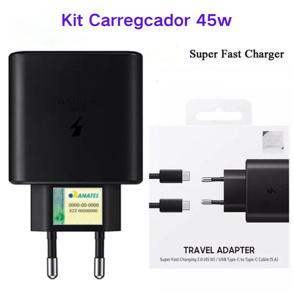 Carregador Turbo 45W Carregar Super Rápido USB C+Cabo Tipo C em Oferta na Shopee
