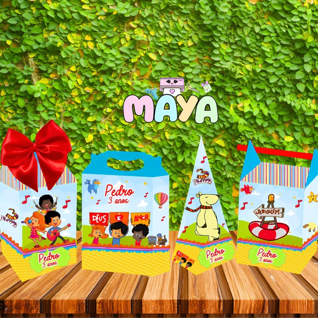 kit Festa Caixinhas Personalizadas 10/20/30/40 PEÇAS - Tema 3 PALAVRINHAS com nome Lembrancinhas para Festa 3 PALAVRINHA