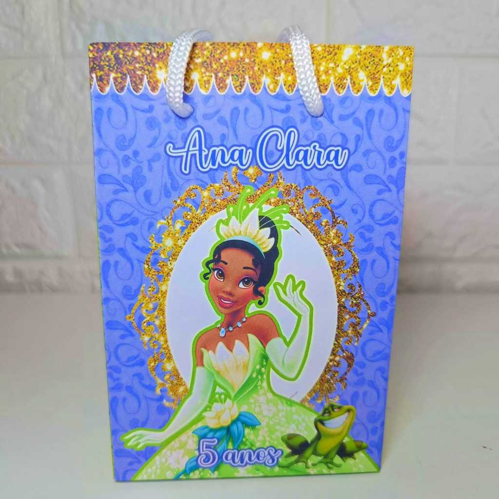 PEGUE E MONTE Sacolinha Personalizada A Princesa e o Sapo Tiana Sacola Surpresa Lembrancinha Festa Aniversário