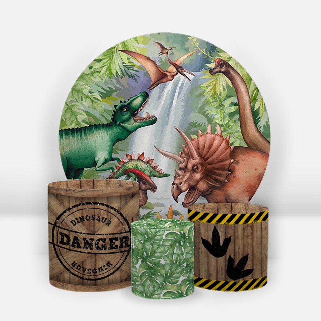 Kit Painel Festa Redondo 1,50x1,50 Com Trio Capas De Cilindros Dinossauro em Oferta na Shopee