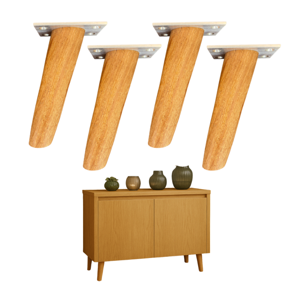 Kit Pé Palito 15cm Para Buffet Madeira Angelim Reforçada Com Base Para Móveis