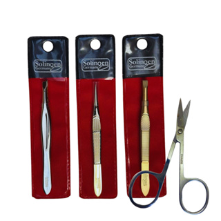 Kit 3 Pinças Solingen Profissional (Reta + Chanfrada + Ponta Agulha) + Tesourinha em Oferta na Shopee