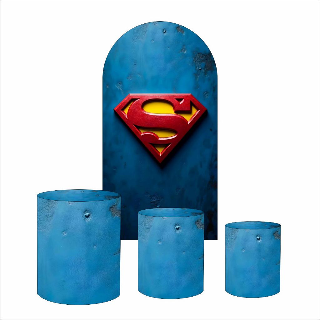 kit painel casado romano picole 2x1 super homem romano com cilindros super man