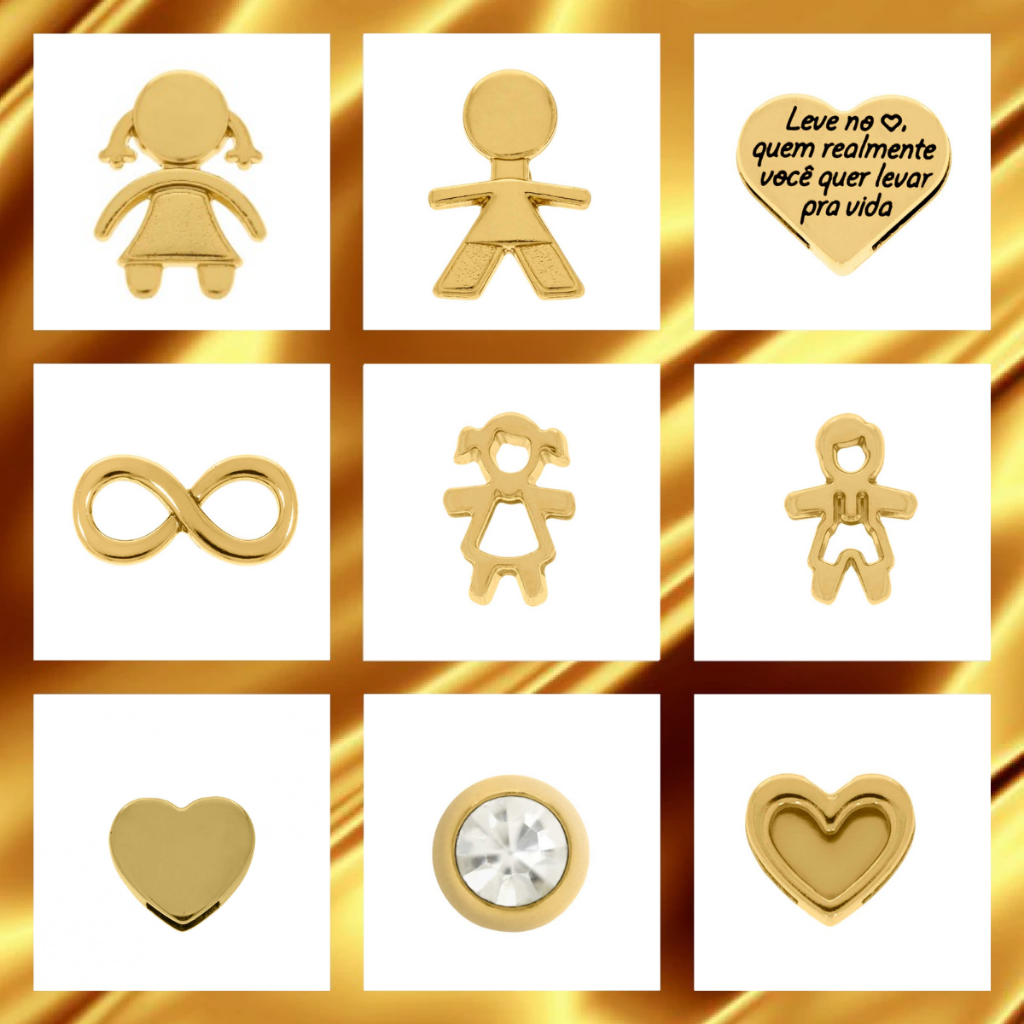 Pingente Filho e Filha para Pulseira Passador Joia Personalizada Família Amor Presente Significativo
