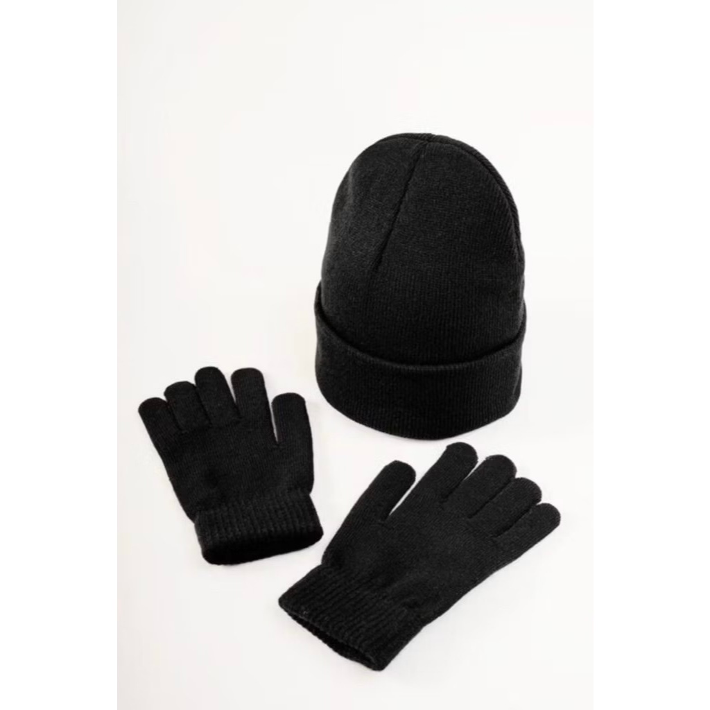 Kit Inverno Touca + Luva de Lã Unissex | Adulto | Quente e Confortável | Preto Tamanho Único | touca Ninja