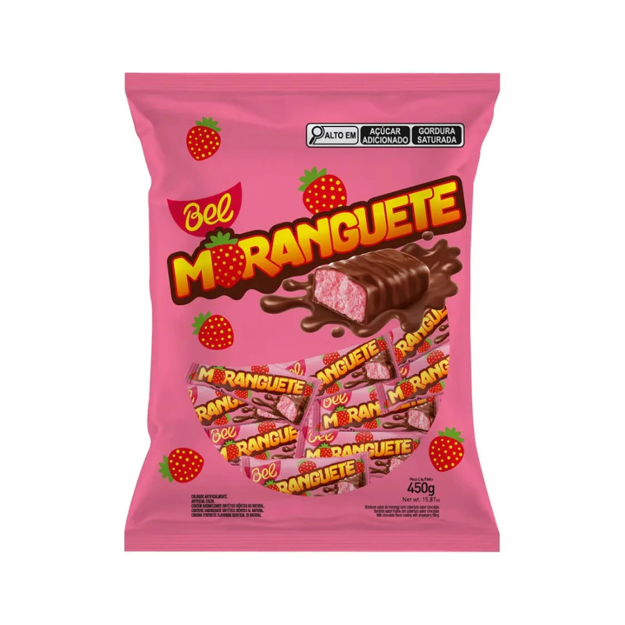 Bombom Moranguete Bel 450g - pacote Contém 50 unidades de 9g. em Oferta na Shopee