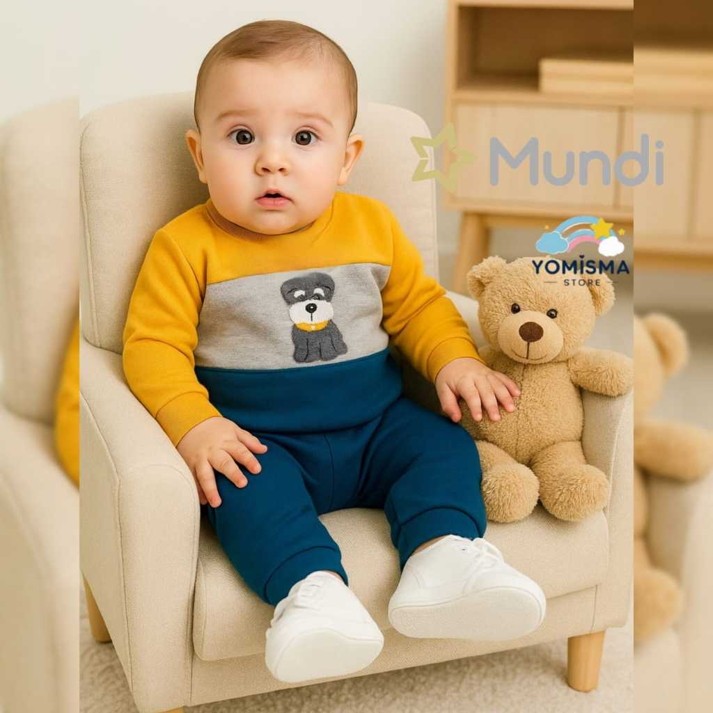 Conjunto Bebê Masculino Blusa e Calça de Moleton Mundi/Brandili Tamanho M Premium Luxo Presente