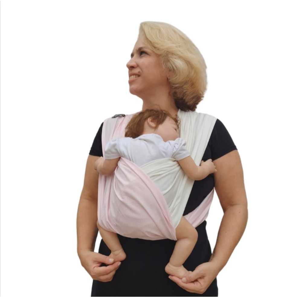 Fast Sling WrapSling Sling de Vestir Baby Sling Canguru PiêPaô Poá Rosa + Marfim/Creme
