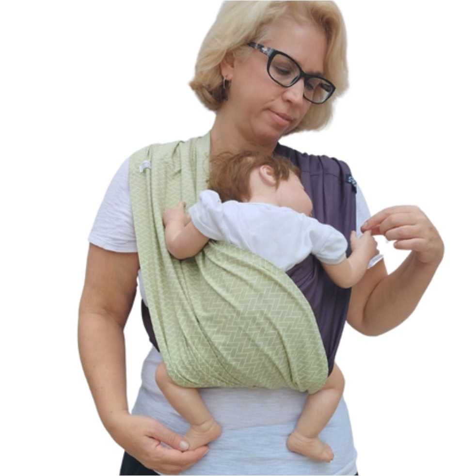Wrap Sling de Vestir - FastSling de Vestir Baby Sling PiêPaô Tijolinho Hortelã + Chumbo