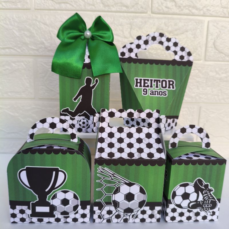 Kit Personalizado Tema Futebol Verde Caixinhas Personalizadas para Aniversário