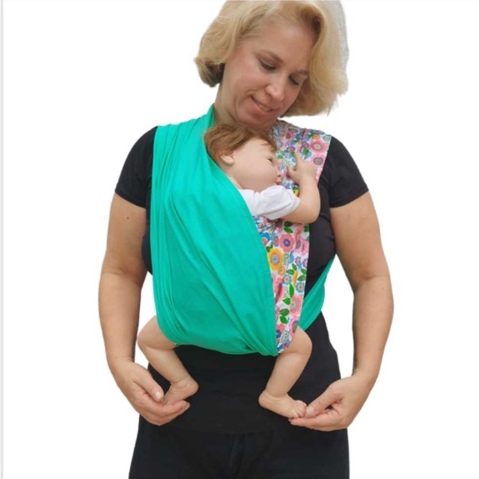 WrapSling de Vestir - FastSling de Vestir PiêPaô Flores + Turquesa