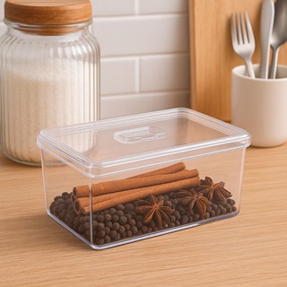 Caixa organizadora com tampa 20x12x8,5cm acrilica para armazenar alimentos ou objetos em Oferta na Shopee