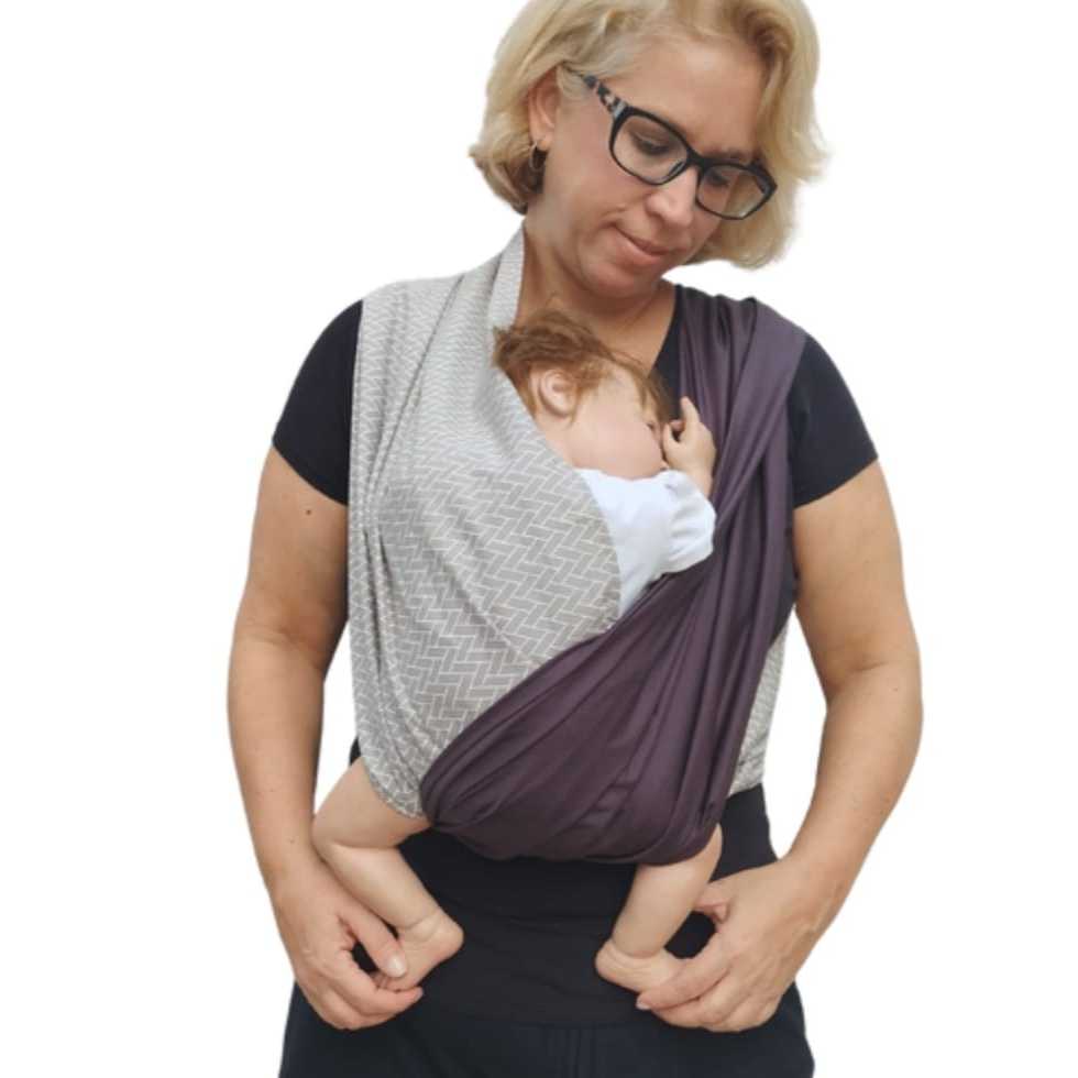 Wrap sling de Vestir - Fast Sling de Vestir Baby PiêPaô Tijolinho Cinza + Chumbo
