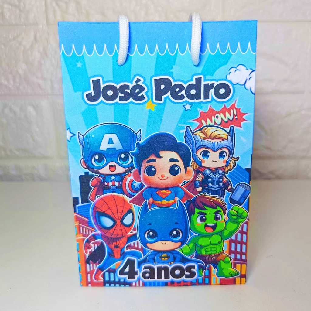 PEGUE E MONTE Sacolinha Personalizada Super Heróis Cute Baby Vingadores  Lembrancinha Festa Infantil Sacola Surpresa