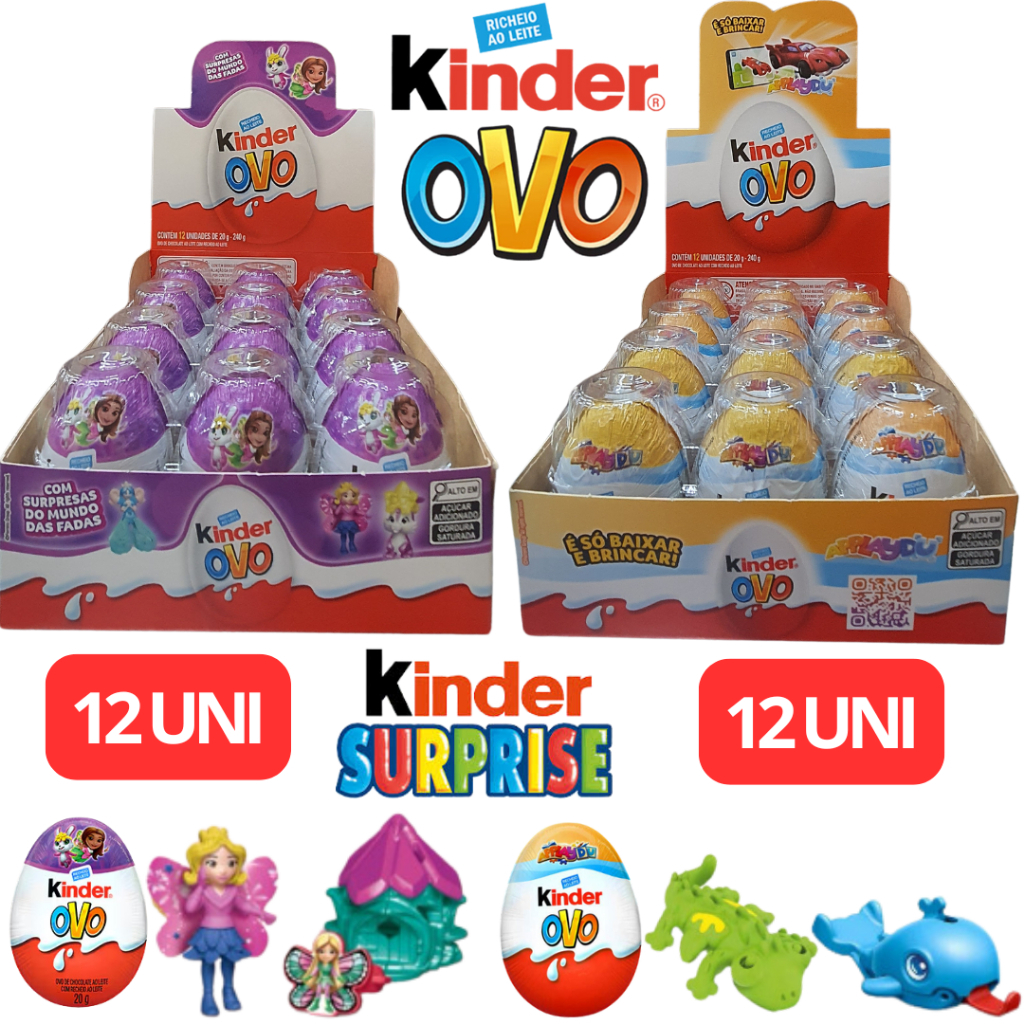 Kinder Ovo Chocolate Recheio ao Leite - Meninos e Meninas com Surpresa