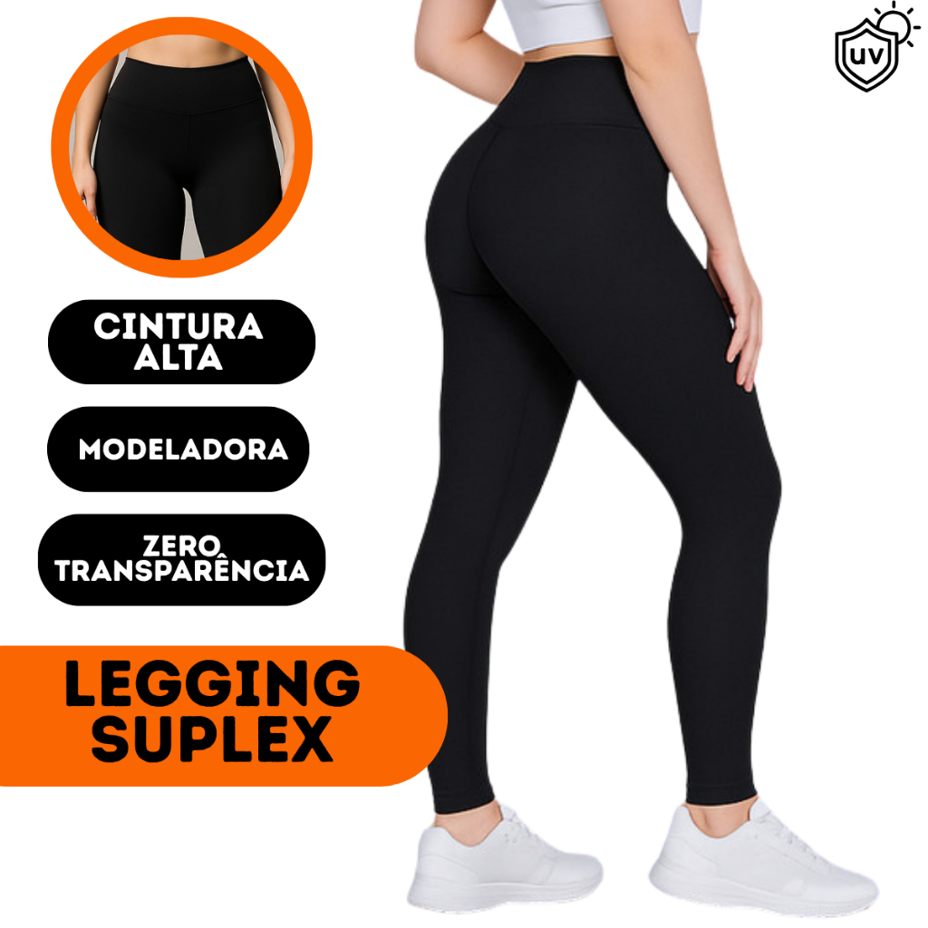 Calça Legging Suplex Levanta Bumbum Anti Transparência Cintura Alta Térmica Fitness Academia Dia Dia