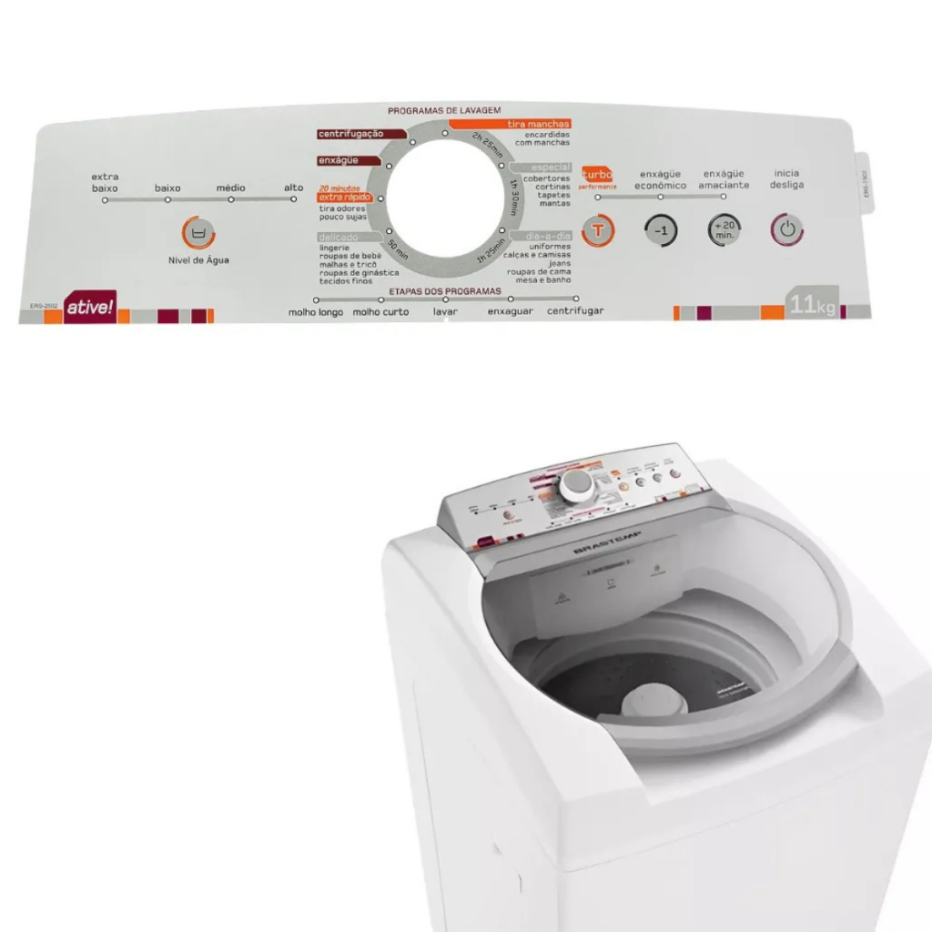 Membrana Painel Adesivo Emicol Compatível  Lavadora Brastemp Ative 11kg Bwl11