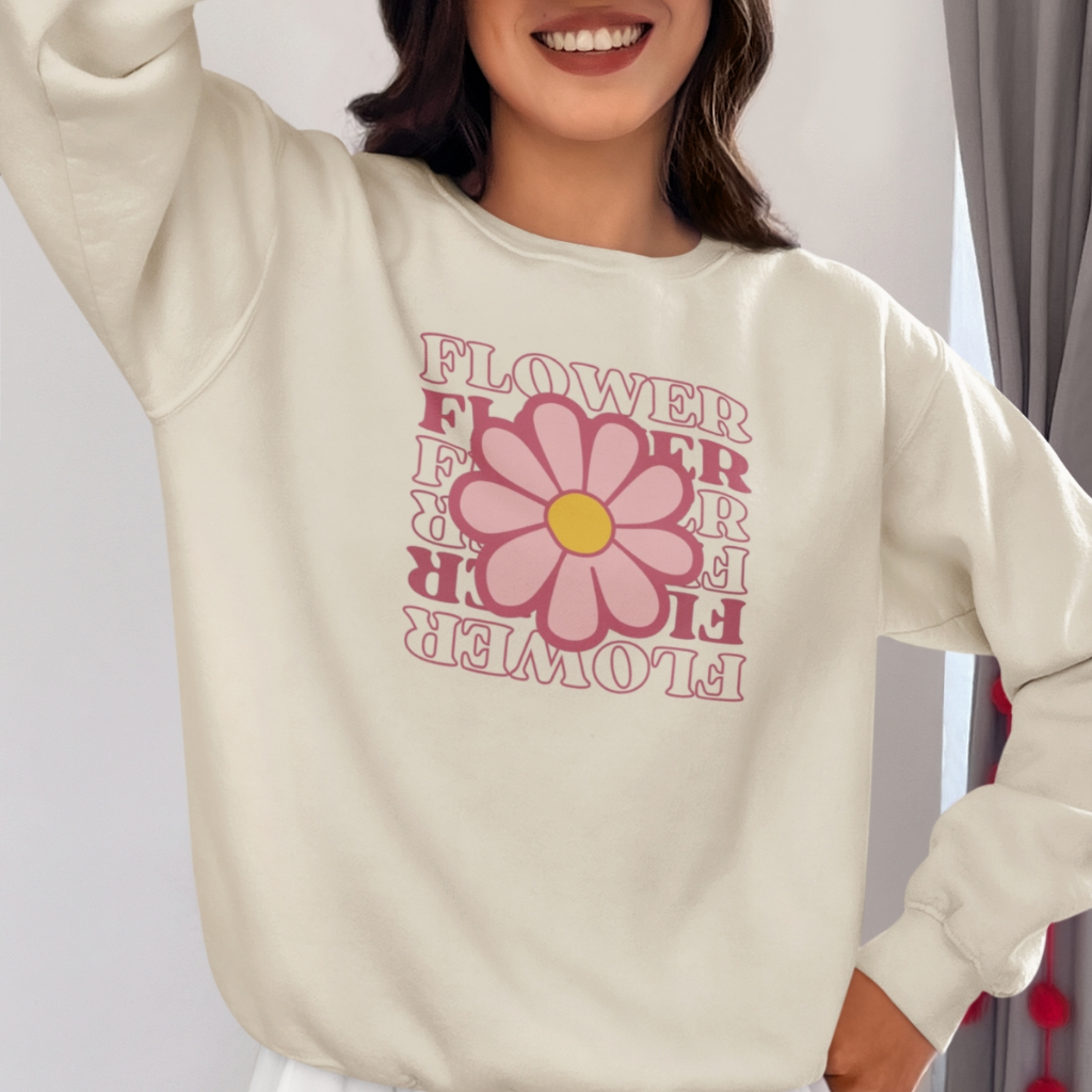 Moletom Feminino Flor Estampa Delicada Casaco Sueter Roupa Inverno