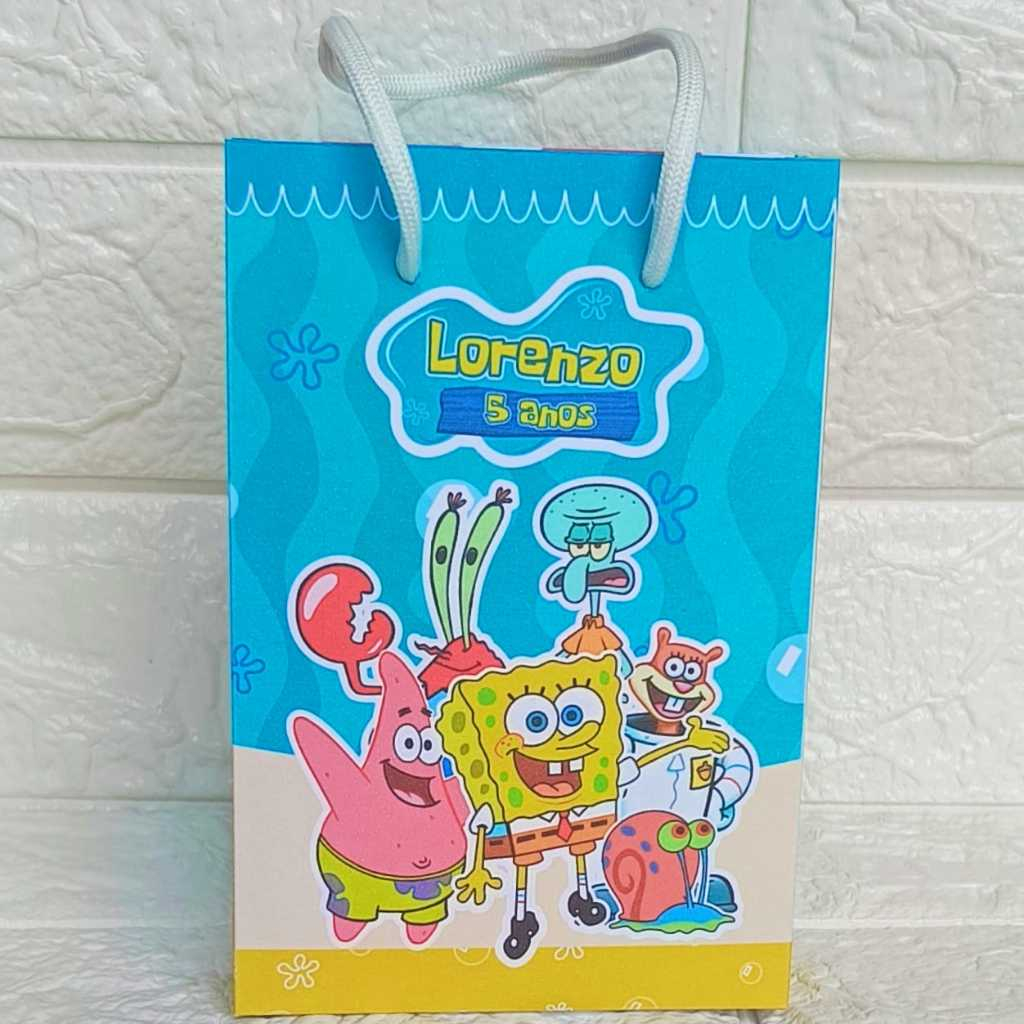 PEGUE E MONTE Sacolinha Personalizada Lembrancinha Festa Infantil Bob Esponja Sacola Surpresa